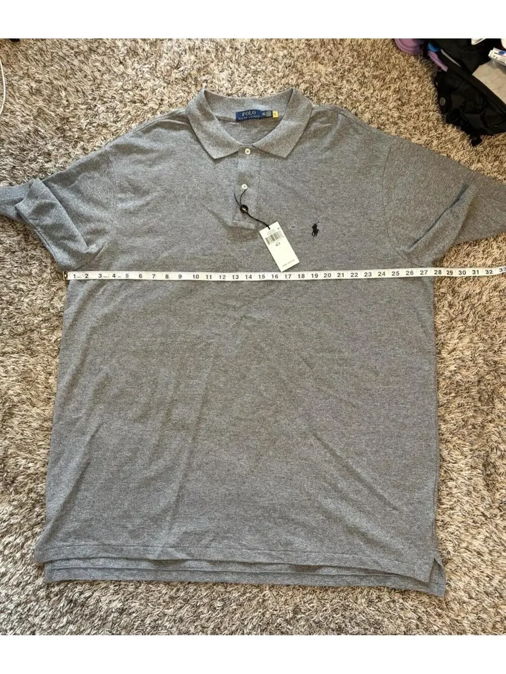 Polo Ralph Lauren Mens Custom Slim Fit Iconic Mesh Polo Shirt Gray 2XLT NWT $125